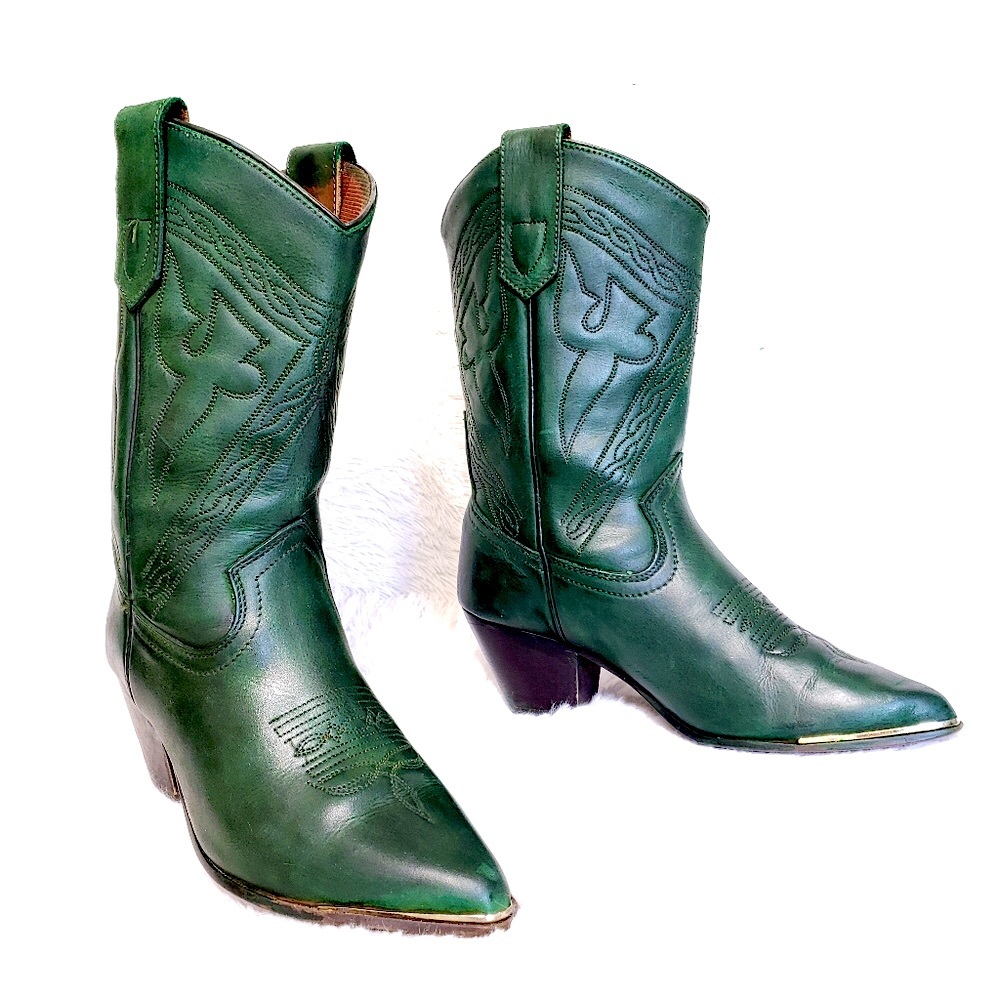 Vintage Celtic Hunter Green Western Boots